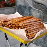 Fried churros sold on the street in Mexico City